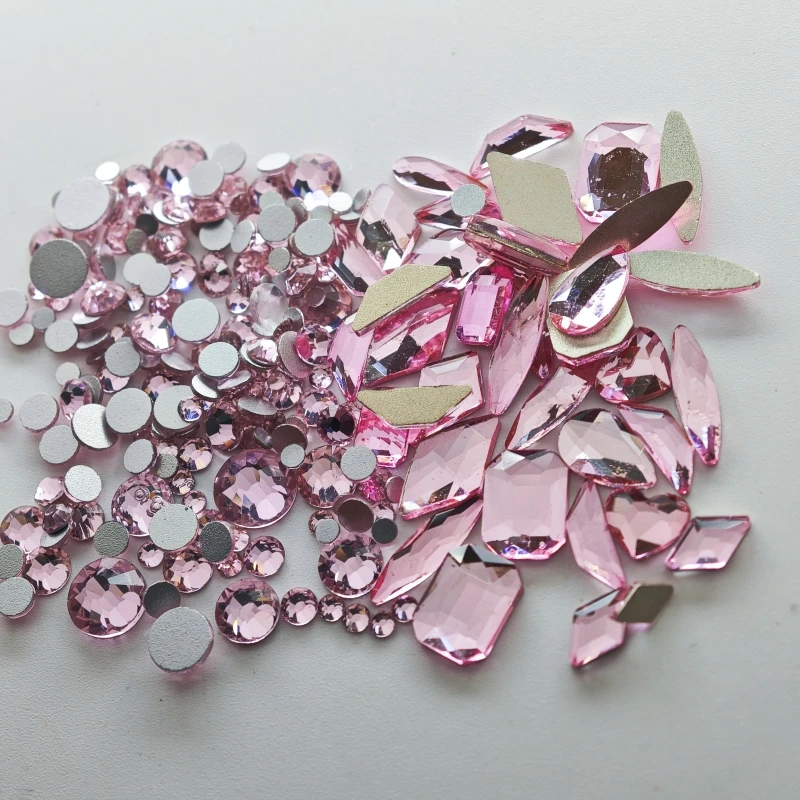 200 p/Pack Mini-Größe gemischt verschieden geformte mehrfarbige Kristall schlanke Strass 3d Maniküre Nail Art Dekoration Charms Schmuck – Detail 10