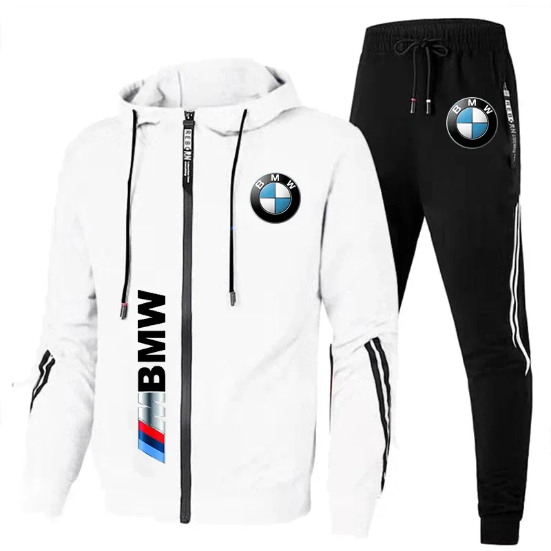 Motorcycle clothing BMW Men's Printed Sports Set Casual Oversized Hooded Shirt+Pants Two Piece Set