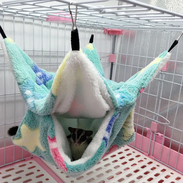 Pet Hammock Double-layer Plush Soft Winter Warm Hanging Nest Sleeping Bed Small Pets Hamster Squirrel Chinchilla House 3