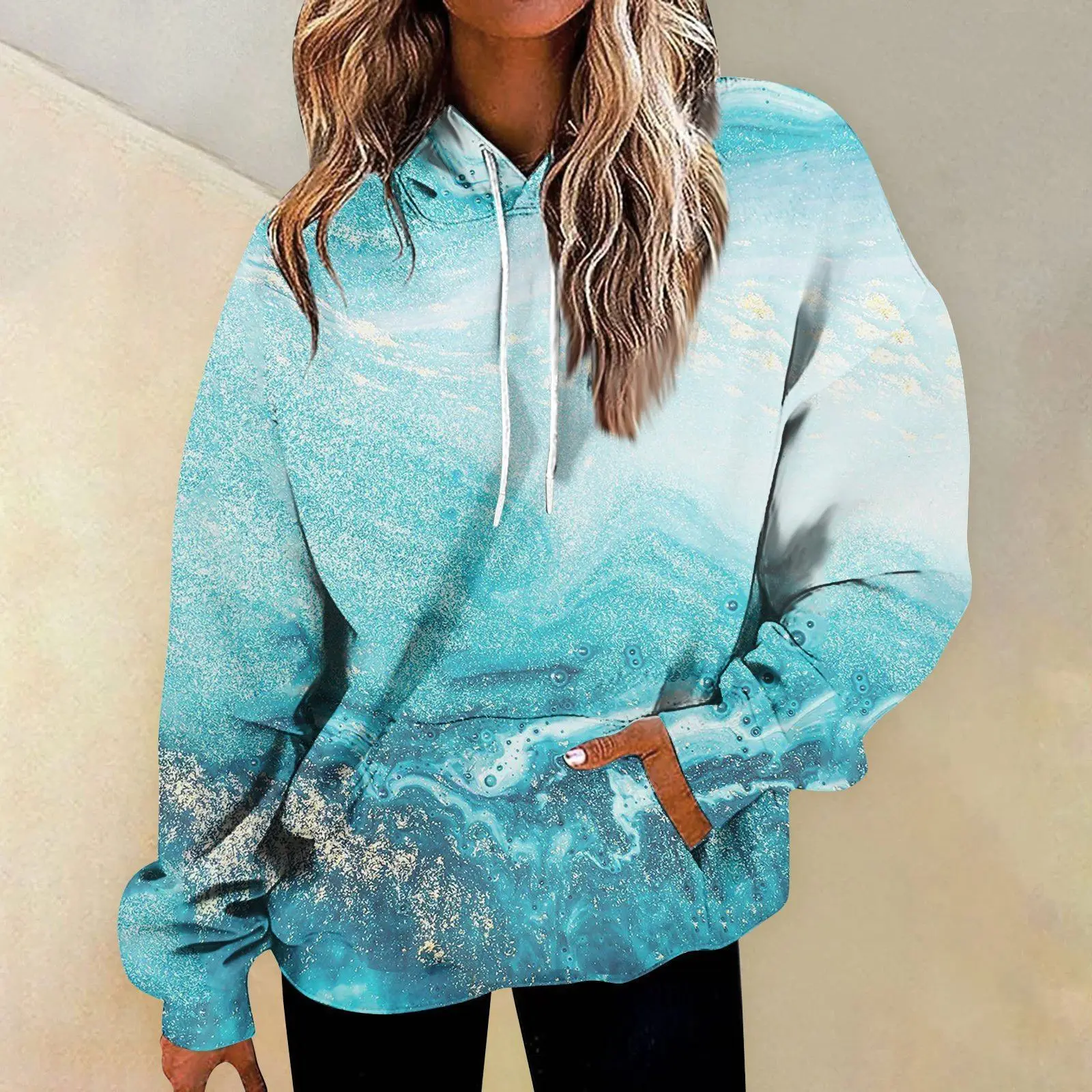 Abstract element Printed Graphic Hoodie For Women Long Sleeve Hoody Casual Everyday Street Pullover Sweatshirt Women Clothing