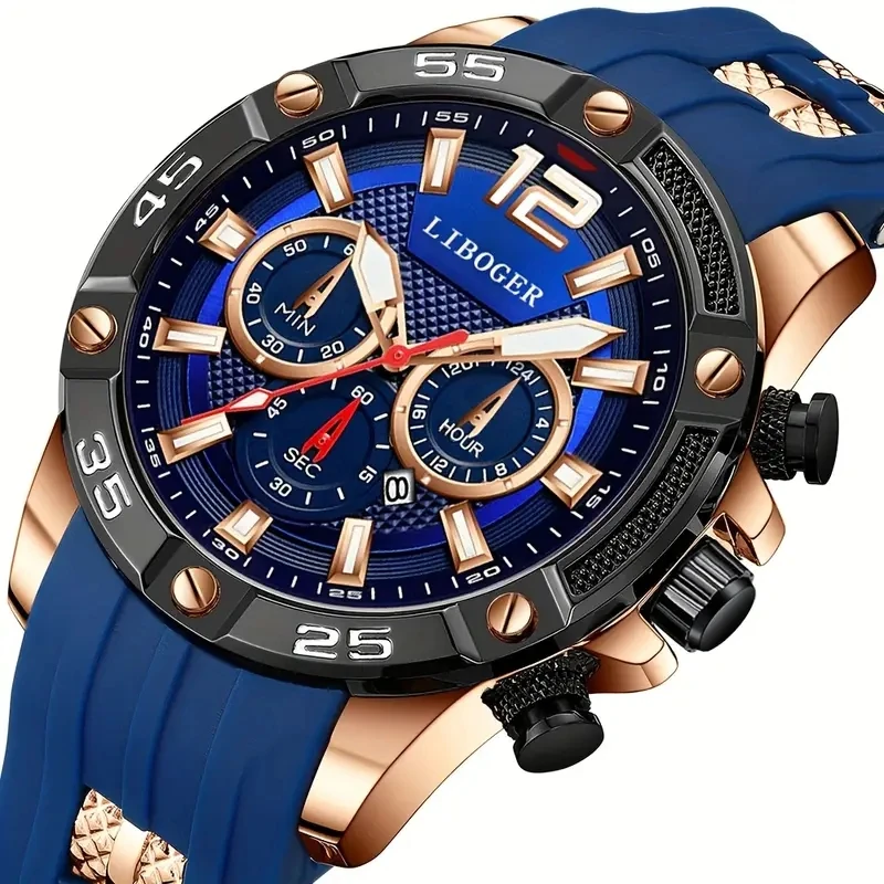 1pcs Men's Watch Sport Business Calendar Watches Fashion Casual Silicone Quartz Watch Men's Gift (Box Not Included)