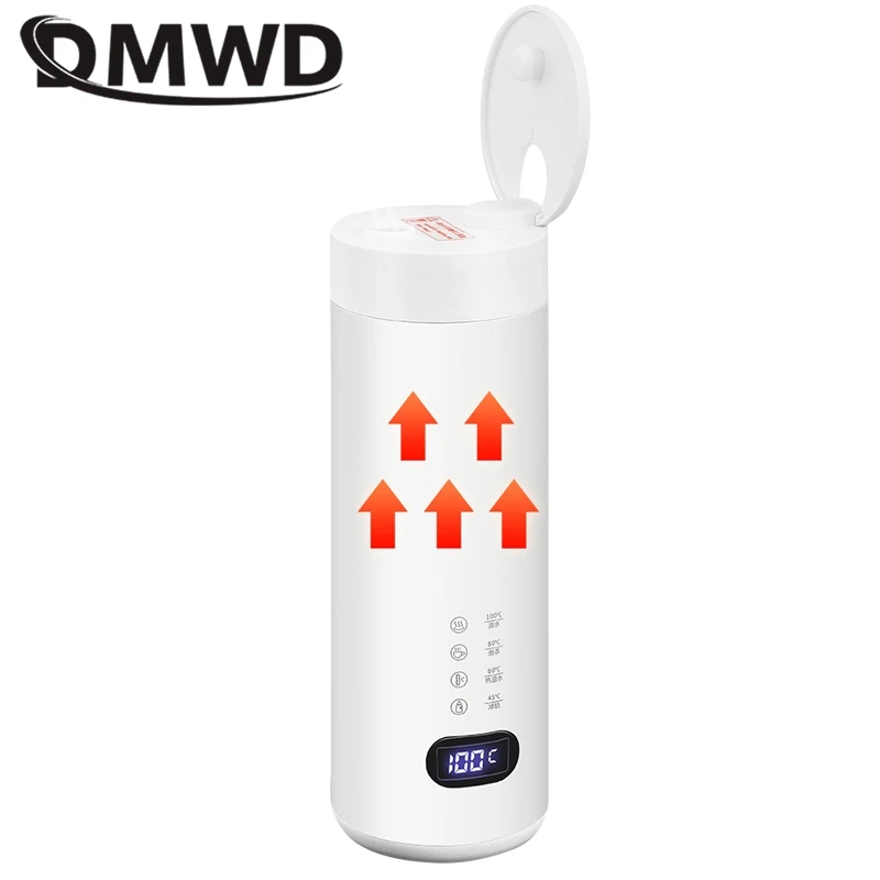 DMWD Electric Heating Kettle Portable Water Cup 0.4L Water Boiler Thermos cup Tea Pot Brewing milk Adjustable temperature Travel 4