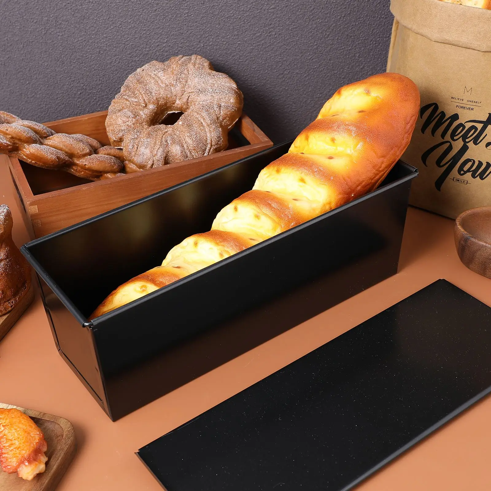 Black Loaf Pan with Cover Bread Baking Mould 750g baking pan bread mold bread baking pan