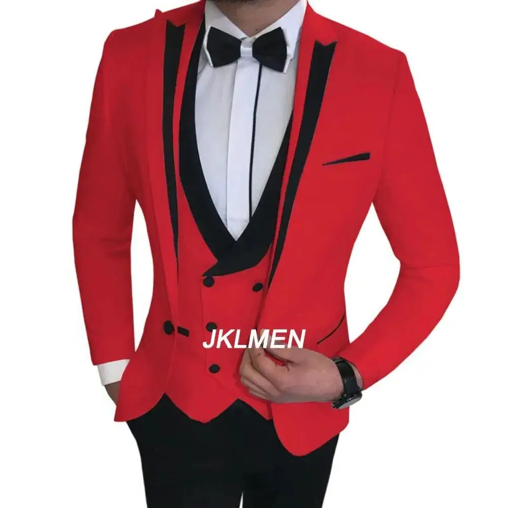 Men Suits Polyester Casual Four Seasons Men Business Suits Men's Special 3 Pcs Set Groom Wedding ( Jacket + Vest + Pants )