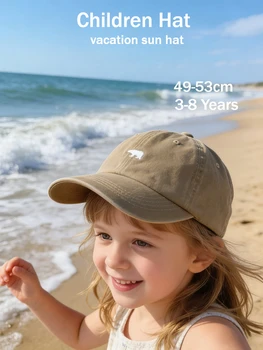 Kids Baseball Cap 49-53cm Girls Hat Cartoon Embroidery Vintage Denim Boy Hats Toddler Cotton Snapback Adjustable Children Cap 1