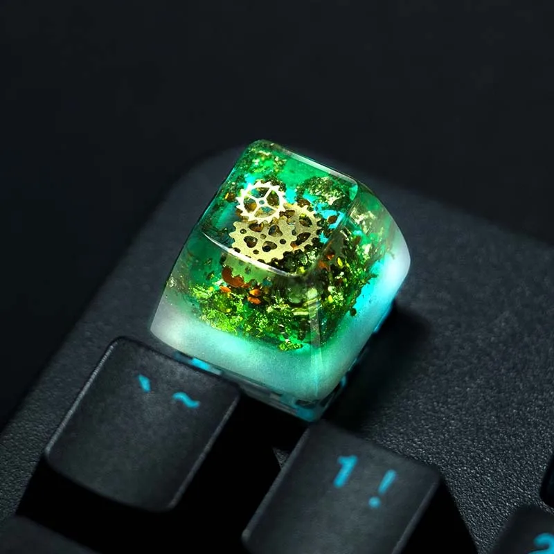 

1PC Gear Keycap Handmade Resin Customized MX Switch Game Machine Keyboard Cross Axis Backlit ESC Keycap