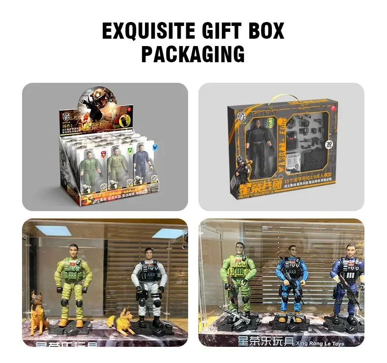 Movable Soldier Action Figure Toy with 15 Joints for Kids