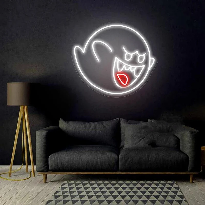 

Art Neon Sign Ghost Home Wall Decor Led Wall Sign for Living Room Bedroom Game Room Personalized Kids Gift