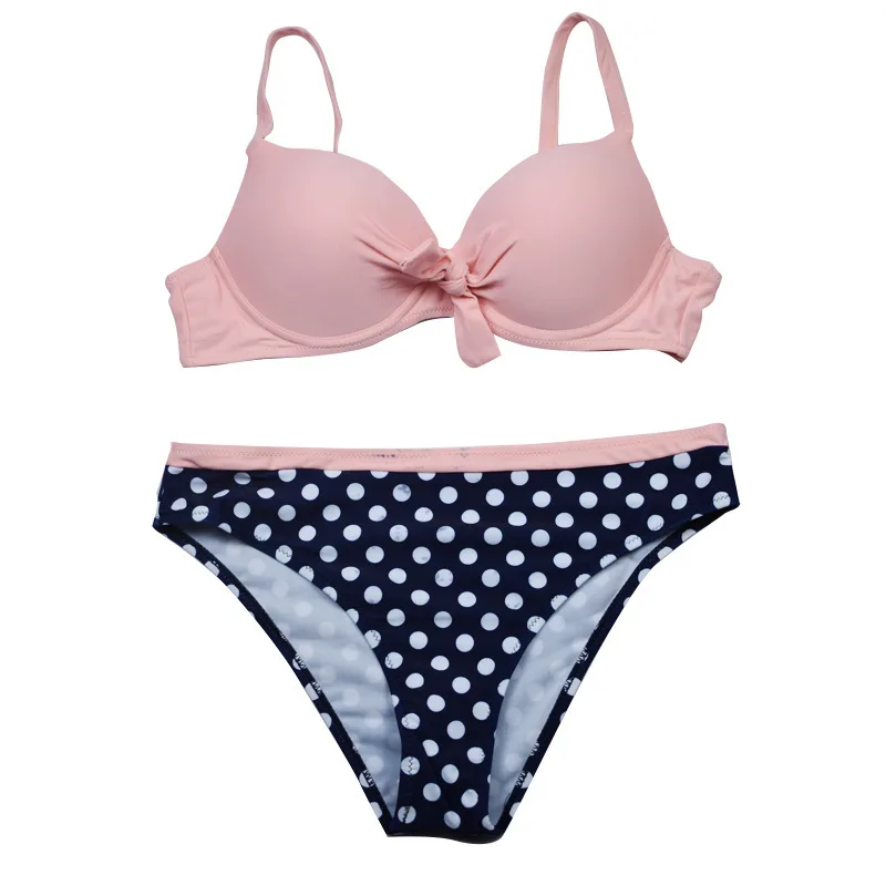 Polka Dot Triangle Split Bikini Swimsuit Plus Size