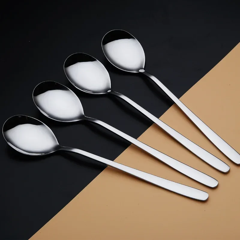 Stainless Steel Spoon Soup Spoon Long Handle Food Stirring Kitchen Accessories