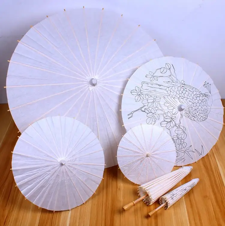New 20/30/40/60cm Handmade Colored Paper Umbrella Traditional Kids DIY Painting Paper Umbrella Decor Arts and Crafts
