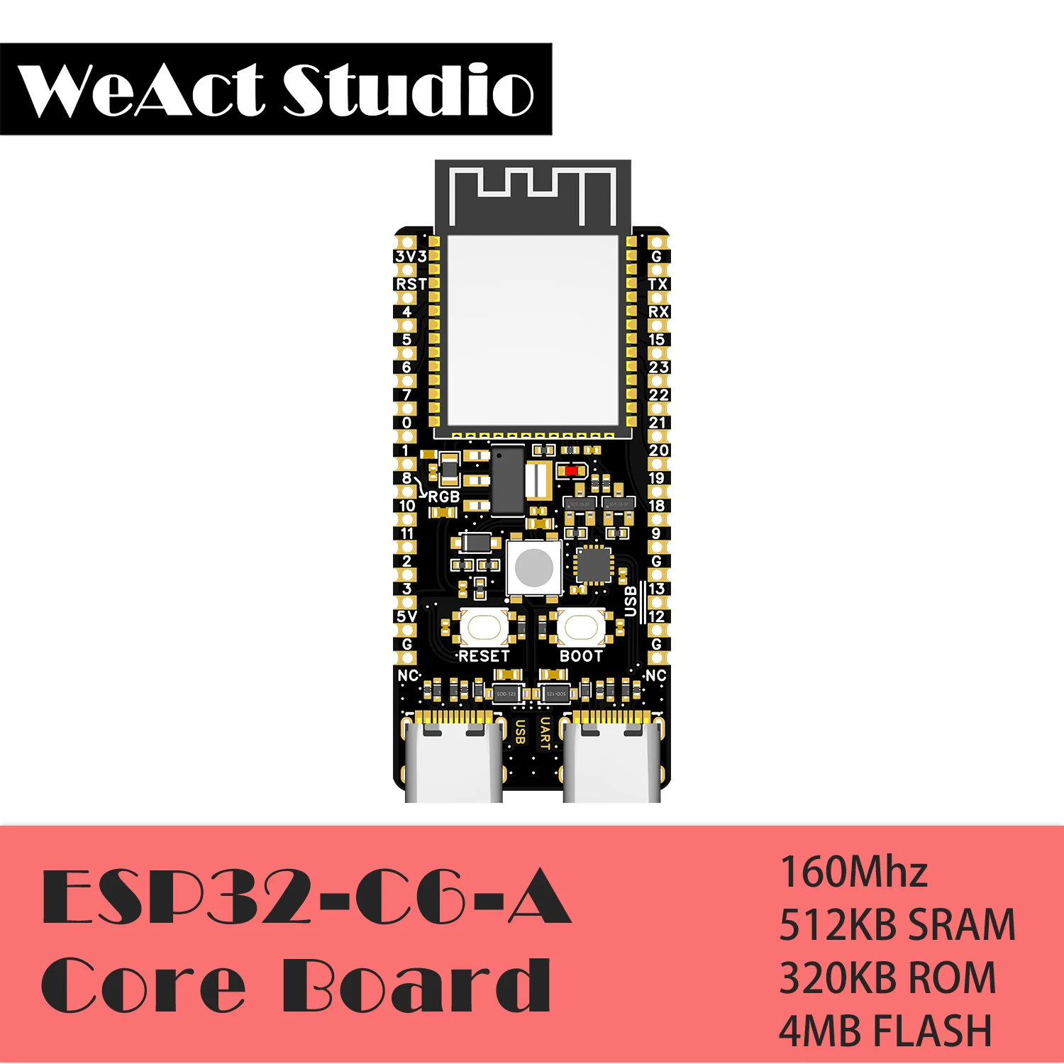 

WeAct ESP32-C6 Development Board ESP32C6 Minimum System Board ESP32 Core Board RISC-V Espressif IoT WiFi6 Bluetooth Zigbee