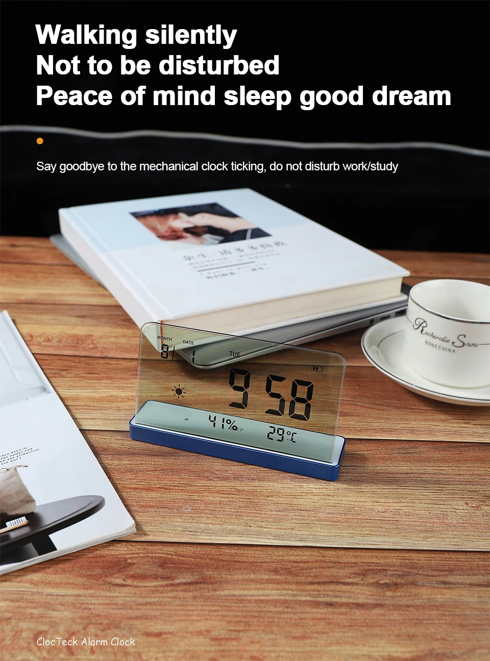 Description Picture 5 of itemCreative Transparent Digital Clock Temperature/Humidity/Date/Weather Display Electronic Table Alarm Clock Desktop Decor Ornament