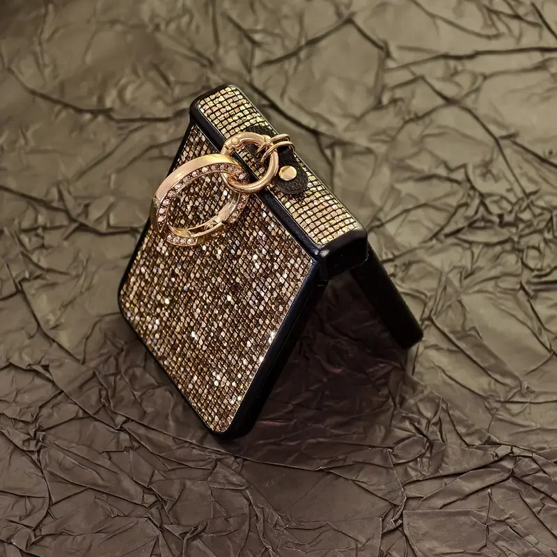 Luxurious Diamond Ring Buckle Shiny Glitter Phone Case - Shockproof Back Cover