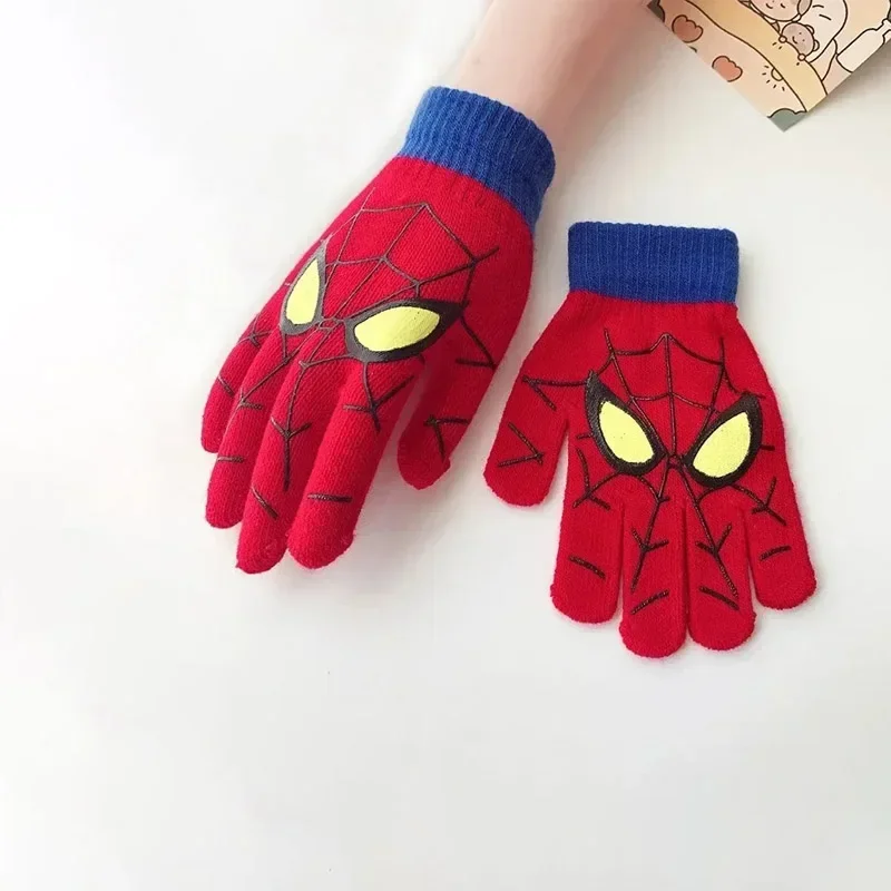 Winter Gloves Boys Spider Winter Gloves 3-8 Years Full Finger Knitted Mittens Warm Cartoon Outdoor Gloves for Kids Autumn Children&rsquo;s