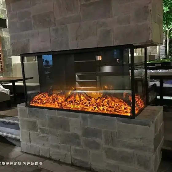 800x300x400มม. 3ด้านข้างไฟด้านหน้าด้านหลังและด้านข้างหรือด้านหน้าเตาผิงไฟฟ้าด้านซ้ายและขวาพร้อมรีโมทคอนโทรล 1