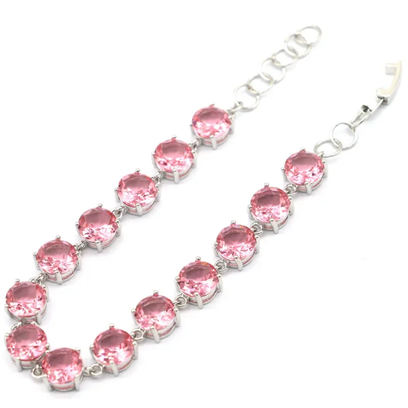 14g 925 SOLID STERLING SILVER Customized BRACELET Gorgeous Violet Tanzanite Pink Morganite Raspberry Rhodolite Garnet Ladies Par