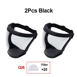 Enhanced Full Face Reusable Splash Protection Mask with Anti-Fog and Dustproof Features (2pcs Black)