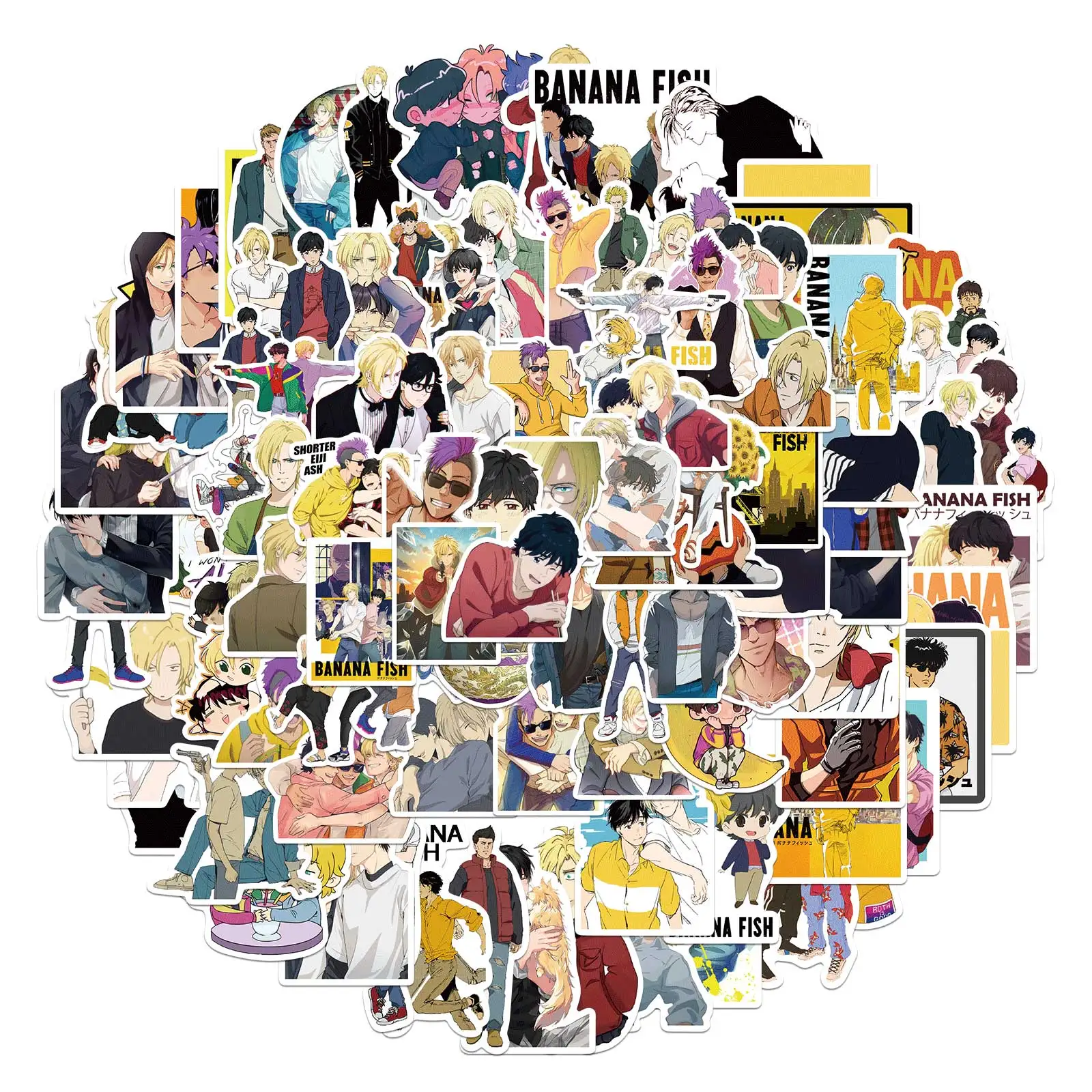 

100PCS Anime BANANA FISH Sticker PVC Graffiti Decals Suitcase Cup Helment Luggage Guitar Car Waterproof Kids Gift Toy