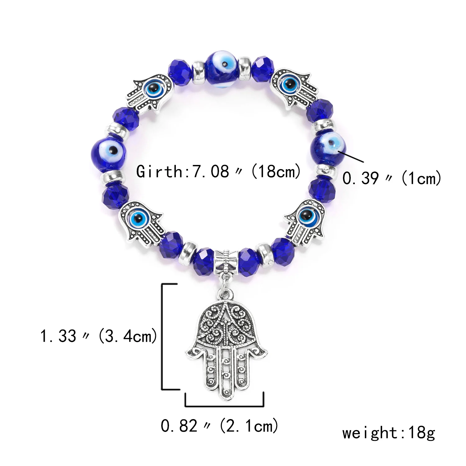 8 Braccialetti Malocchio Con Perline - 7 Chakra, Hamsa, Turchese, Elastico, Per Protezione E Benessere - Foto 7