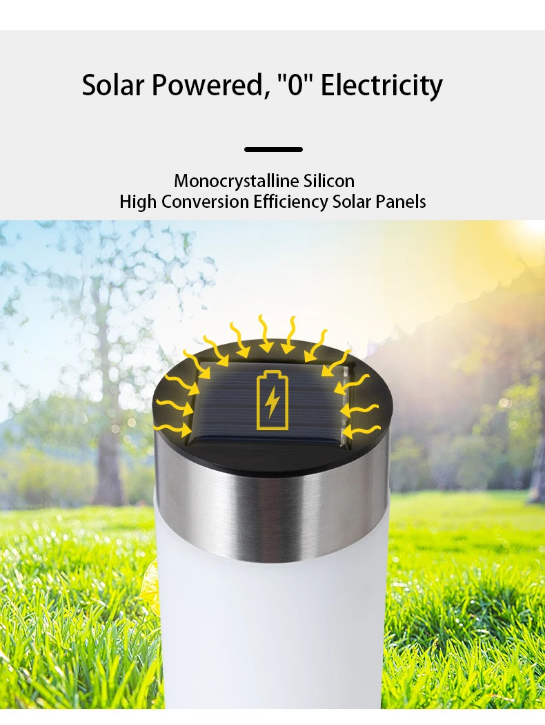 Solar Outdoor Garden Lights Cylindrical LED lights Long Tube Lights Garden Waterproof Plug-in