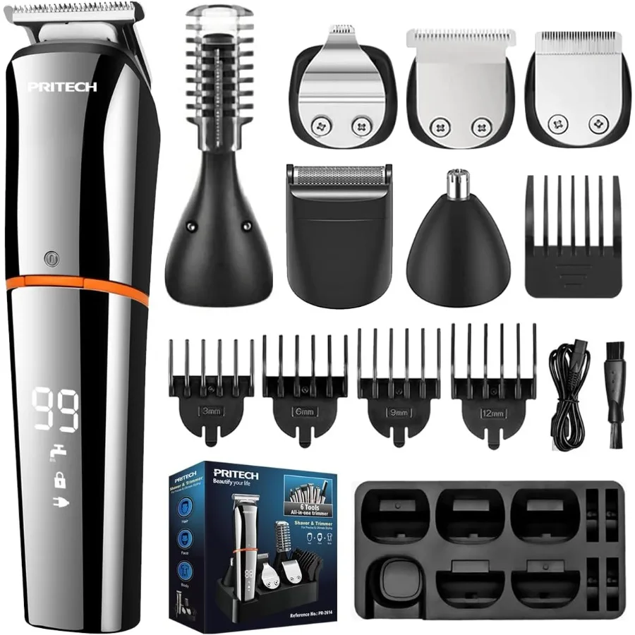 PRITECH 6 in 1 Cordless Beard Trimmer Kit