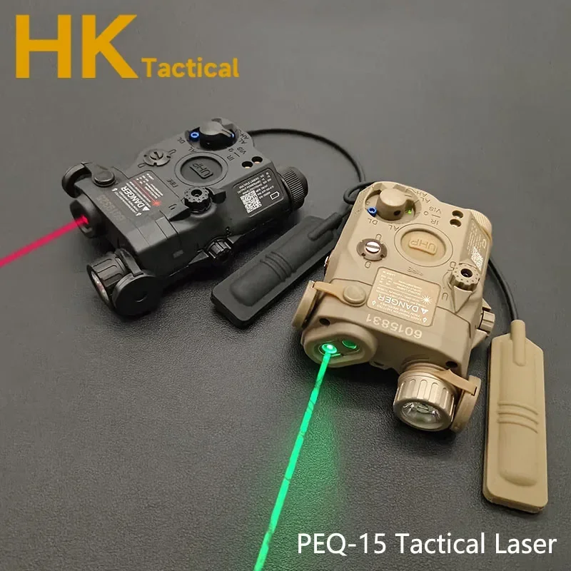 Airsoft Indicator PEQ15 Red Green Double Laser Version Tactical Red Green Dot/IR Fill Light/White LED Laser Device Fit 20MM Rail laser sight red dot laser sight