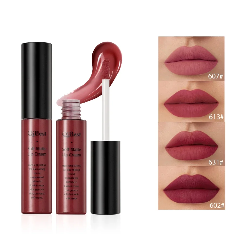 QIbest matte non-stick cup non-fading lip gloss, matte liquid lipstick 6