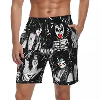 Bathing Suit Kiss Band Board Shorts Summer Rock Band Hawaii Board Short Pants Males Pattern Sportswear Fast Dry Swim Trunks 1