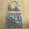 Impact Yoga Gym Set Women Seamless Strappy Yoga Bra Top High Waist Workout Scrunch Shorts Sports Set Fitness Clothes Sportswear 6