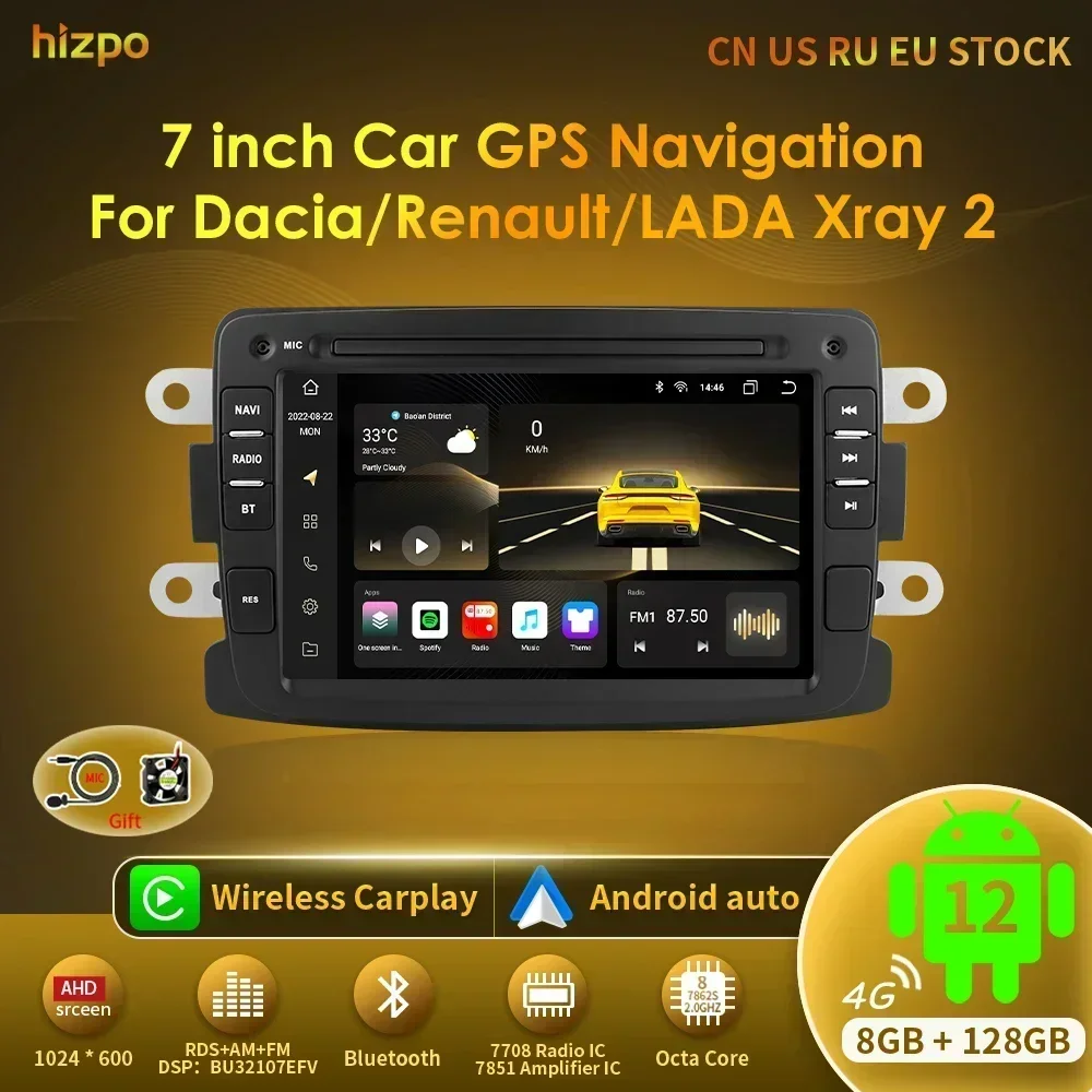 Radio de coche Android 13 de 10 pulgadas con pantalla táctil GPS Sat Navi  Reproductor estéreo AMprime 2 DIN Bluetooth WiFi Receptor FM Teléfono móvil