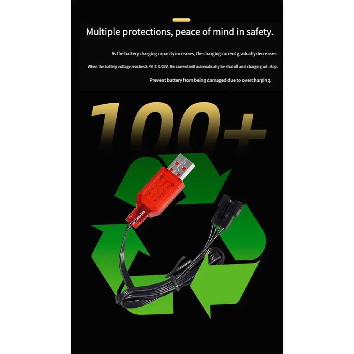 AS62 7.4V 500mA SM-4P 플러그 USB 충전기 DE36W, DE65, HM202, EC08, EC16 RC 자동차 장난감 배터리 충전기 케이블 10PCS