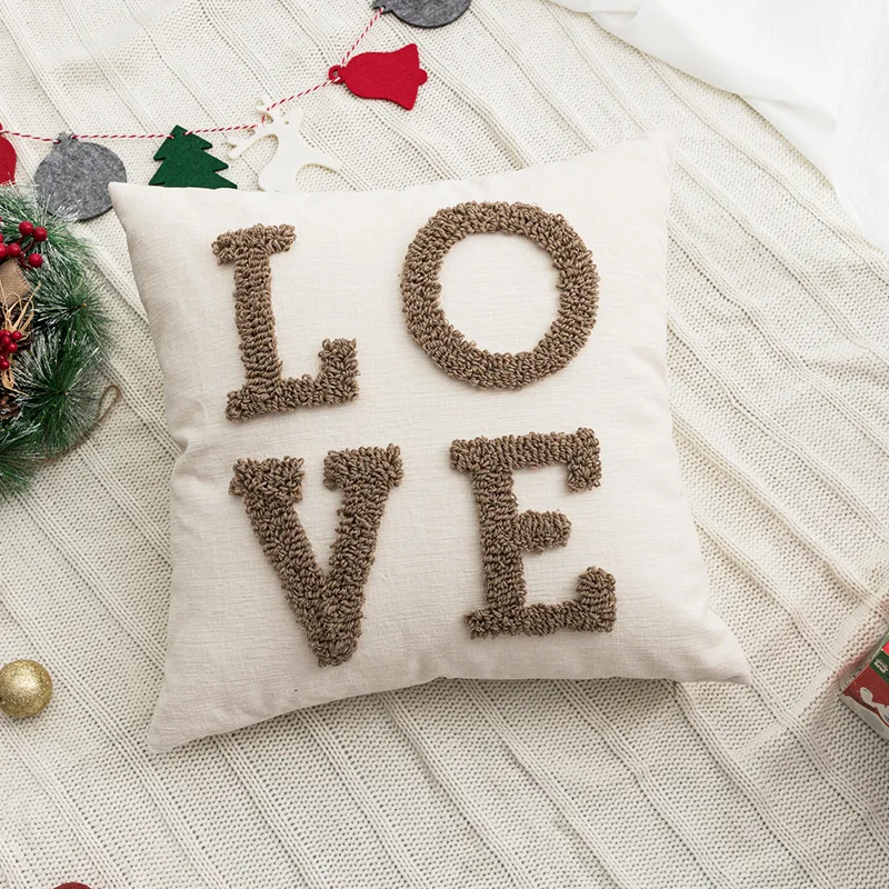 Christmas Cartoon Candy Cushion Nordic Red Festival Patchwork Embroidered Cushion Cover Creative Decorative Cushions for Sofa