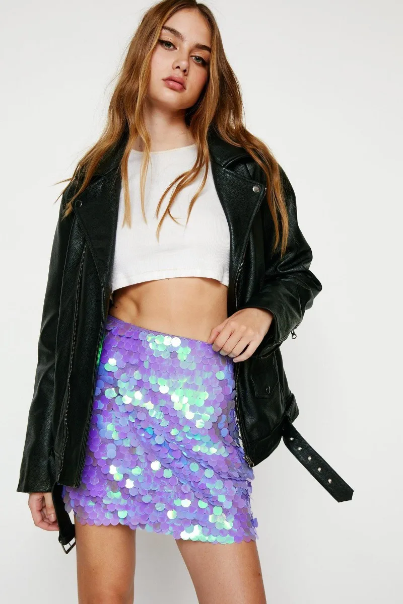 

Acrylic Sequin Skirts for Women Sexy Night Club Mini Skirt Y2k Skirt Shiny High Street Hottie Streetwear Y2k Skirts Clothes