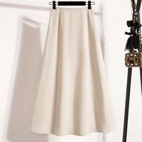 A-Line Mini Skirt High Waist Mid Length Skirts Women's Slimming Black Autumn Elastic Waist Design Solid Color Versatile Skirt - Image 3