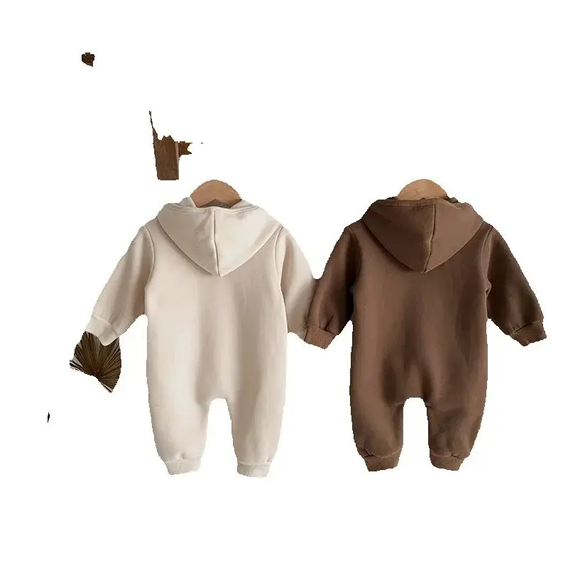 Autumn Hooded Baby Bodysuit for Newborns Soft One Piece Jumpsuit