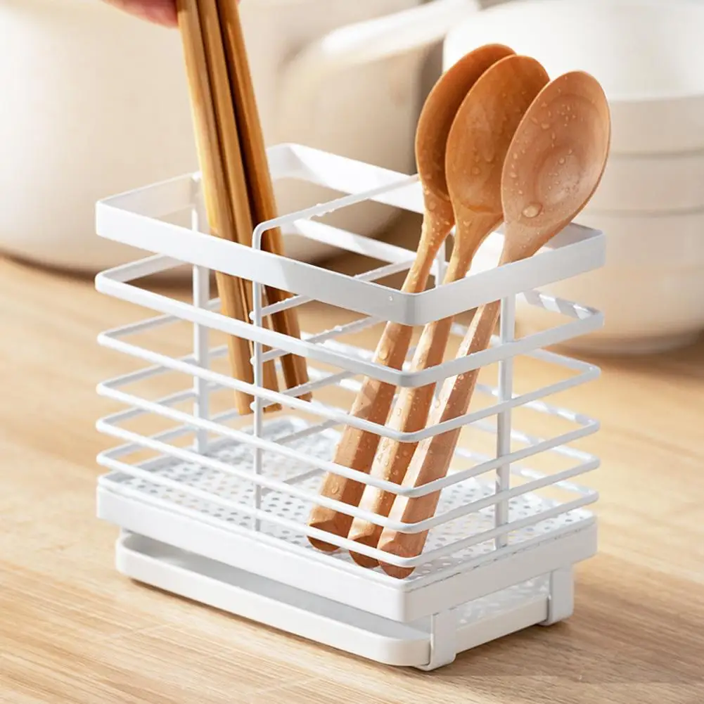 Kitchen Hanging Mesh Drying Rack Wall-mounted Drain Basket Cutlery Organizer For Chopsticks Spoon Fork dishcloth rack kitchen hanging rod free drilling storage hook multi function wall drain basket sink adhesive strong