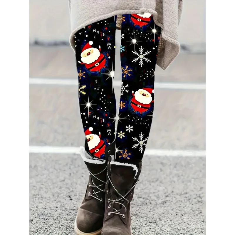 Christmas Printed Casual Pants Women 2023 Autumn Winter Fashion Elastic Waist Straight Leg Trousers Party Club Streetwear unisex m moschinos bear christmas bandana merch neck cover printed face scarf multifunctional balaclava for riding washable