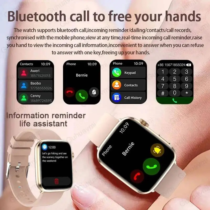 2025 Fit 3 Ultra AI Diagnosis Health Smart Watch Women Blood pressure Heart Rate Temperature BT call Men Smartwatch