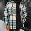 Casual Plaid Shirts Men Spring Autumn Single Breasted Loose Long Lapel Tops Large Size Pocket Flannel Checked Shirts S-3XL 1