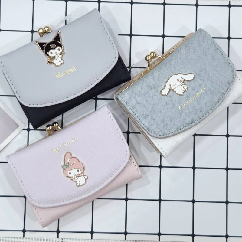 

Kawaii Sanrio мультфильм My Melody Cinnamoroll Kuromi Дамская Короткая Повседневная сумка на молнии для карт многофункциональная отделение для карт кошелек для монет