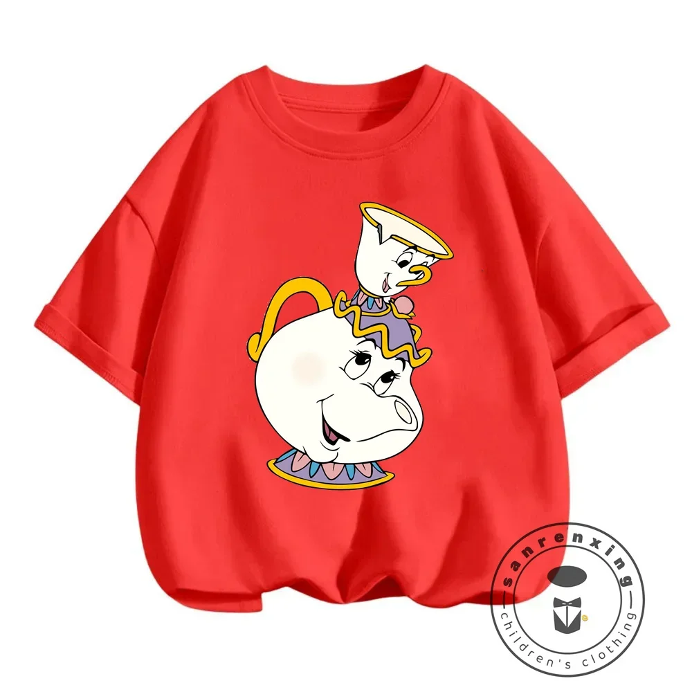Summer's Disney Cuties Vibrant Beauty and the Beast Prints Enliven Cute, Simple, Hip-Hop Inspired T-shirts for Boys and Girls 6