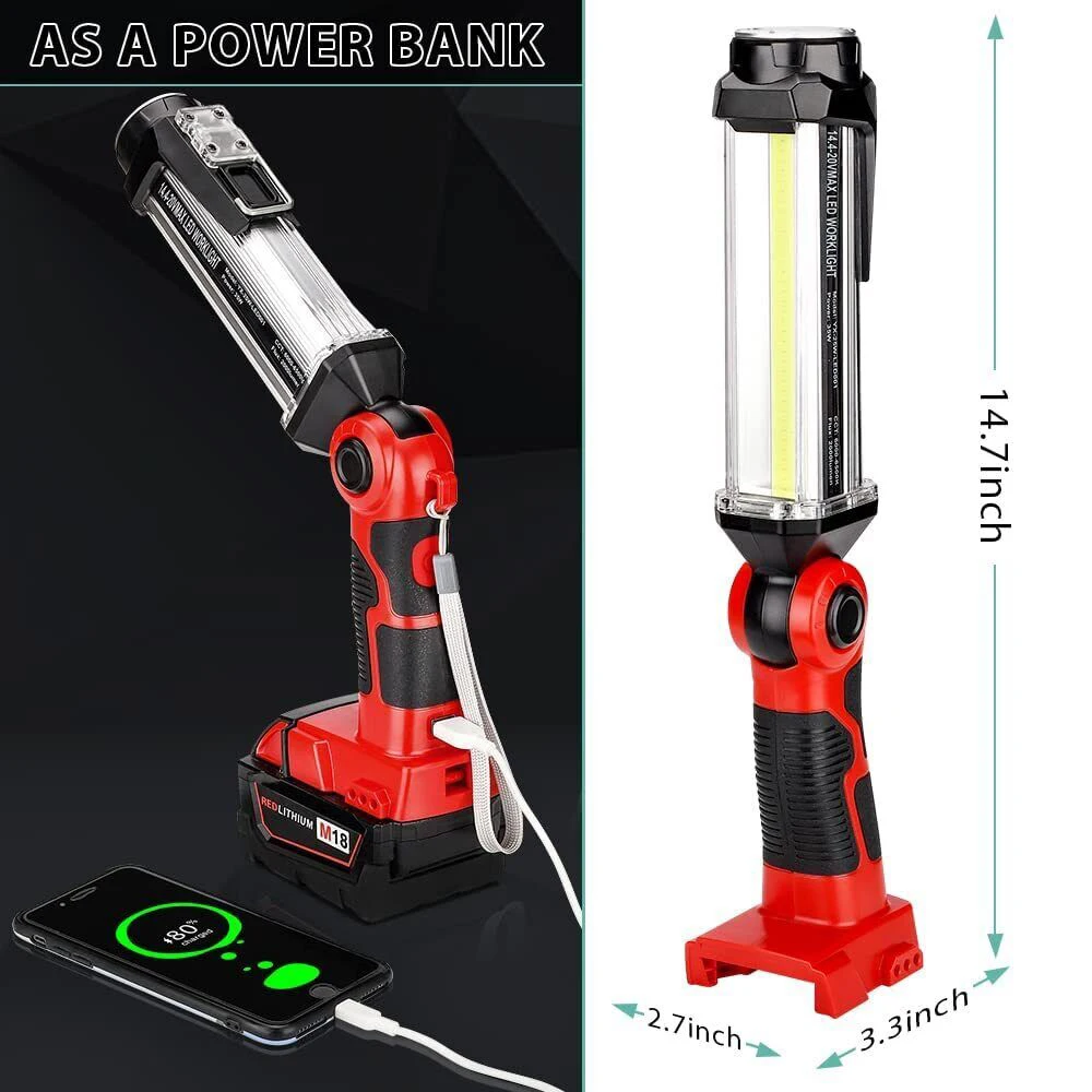 Cordless LED Work Light for Milwaukee 18V Li-ion Battery 35W 2000LM Outdoor Flas