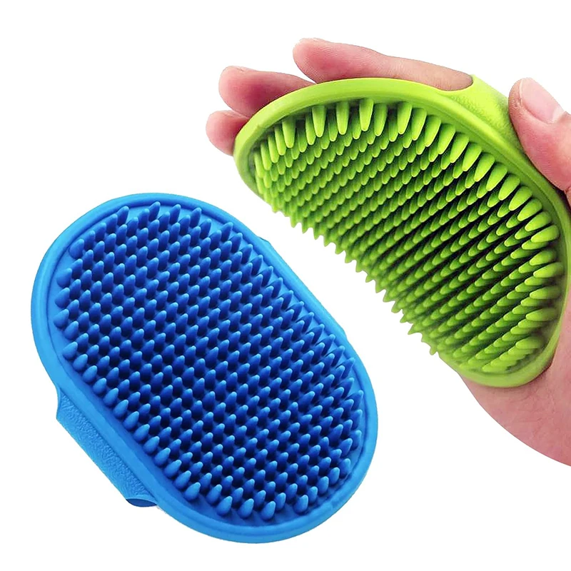 

Dog Grooming Brush Pet Shampoo Comb Soft Rubber Glove Hair Grooming Massage Comb with Adjustable Strap for Short Long Hair Dogs