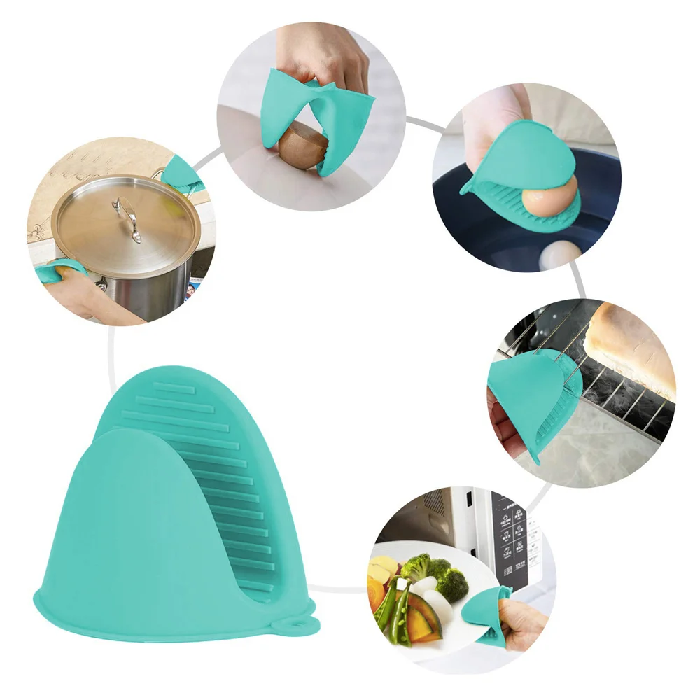 2pcs Silicone Mini Oven Gloves Heat Insulation Hand Clip Anti-scald Microwave Gloves Non-slip Gripper Pot Holder Kitchen Tools