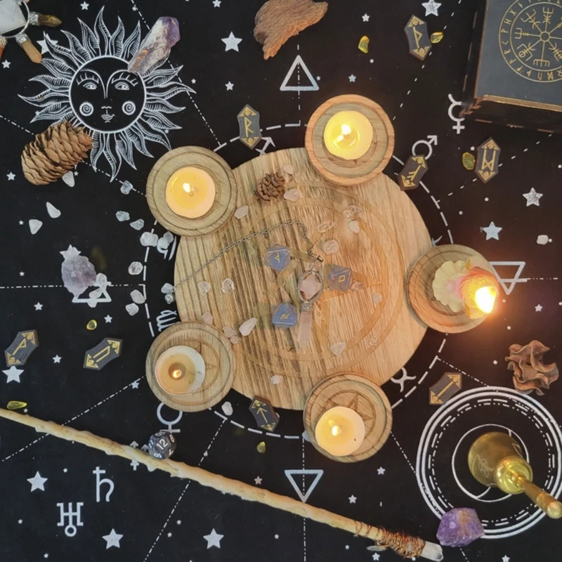 

Астрология пентаграмма подсвечник Настольный Pentacle Altars подсвечник деревянный предсказание церемония подсвечник доска
