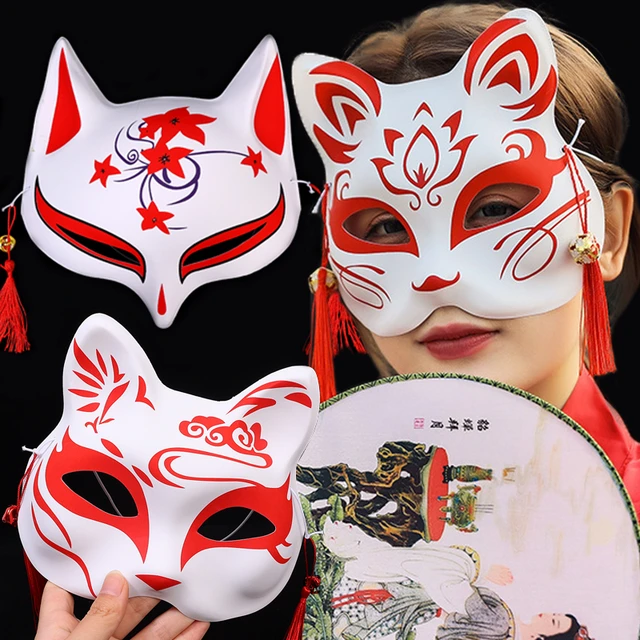 Acquista 1PC Masquerade PVC Cat Mezza faccia Volpe Maschera Cosplay Party  Festival giapponese