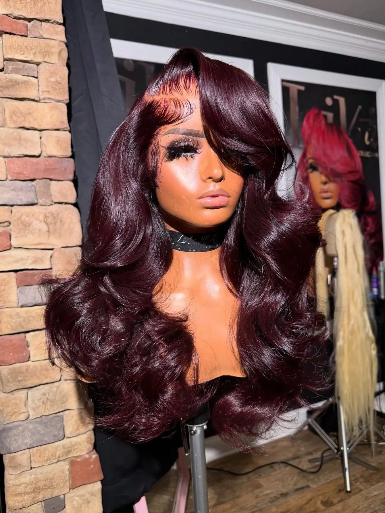 Body Wave Burgundy Red Colored Human Hair Wigs 13x4 HD Transparent Lace Frontal Wig 99J Red Pre Plucked With Baby Hair 200% 4