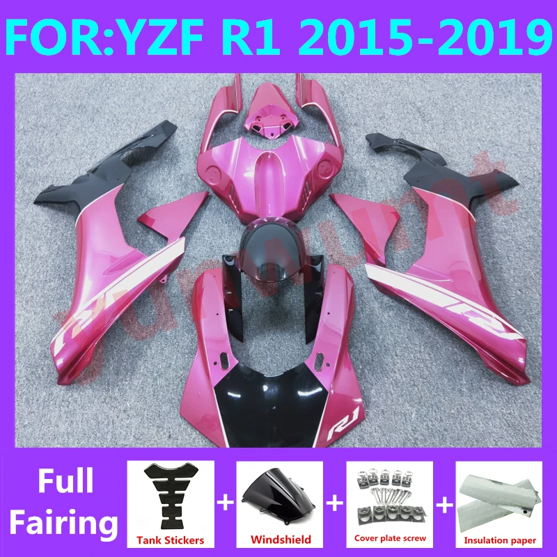 

Новинка, полный обтекатель для мотоцикла ABS, подходит для YZF R1 2015 2016 2017 2018 2019 годов, полный обтекатель для кузова, комплект обтекателей розового и черного цветов