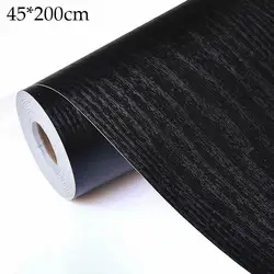 Black Wood Grain Thickening Wallpaper for Furniture and DIY Renovation (A)